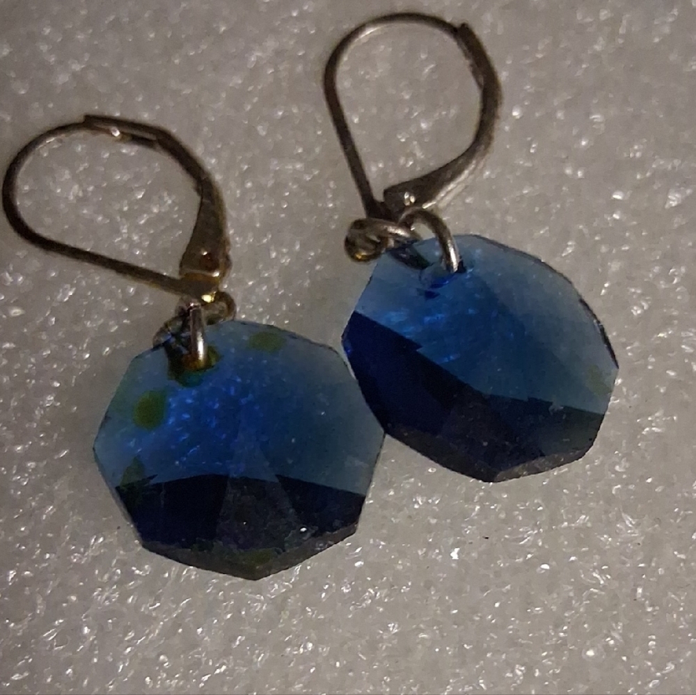 Sapphire Blue Faceted Drop Earrings